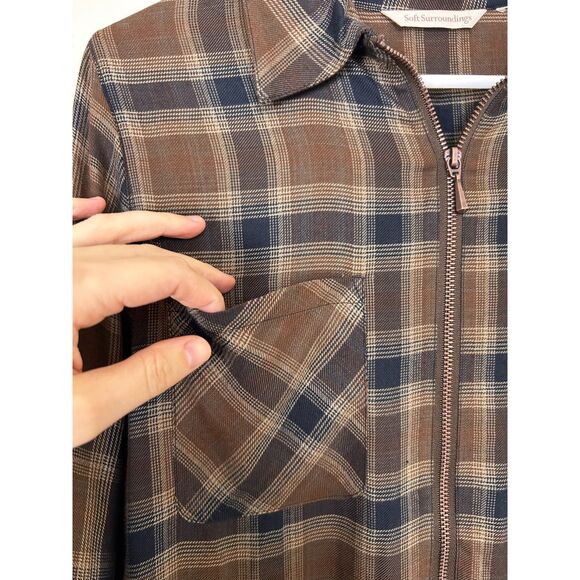 Soft Surroundings Dress Women's‎ XS Dorset Drop Waist Flannel Midi Brown Plaid - Picture 4 of 12